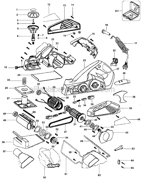 Page A Diagram and Parts List for Type 2 Black and Decker Planer Jointer